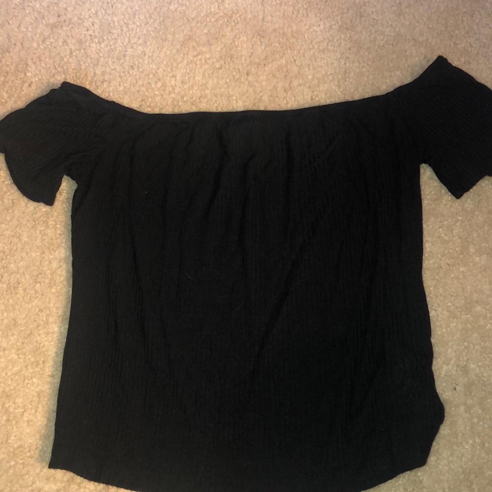 Black off the shoulder crop top